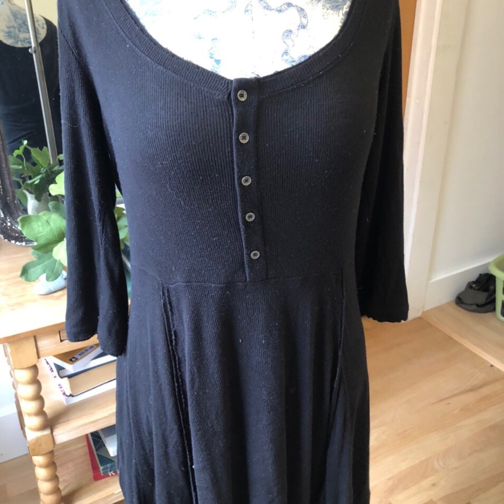 Black Knit Long Sleeve Dress